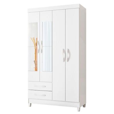 Guarda Roupa âmbar Solteiro 4 Portas Com Espelho Albatroz Quadriflex-branco, Azul, Rosa, Titanium