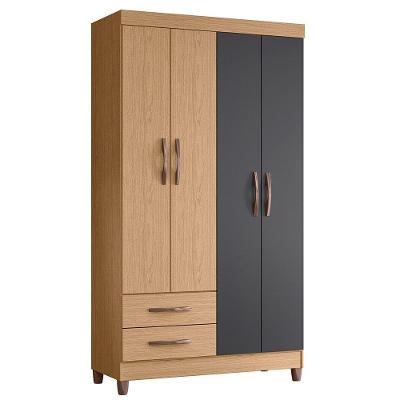 Guarda-roupa Albatroz âmbar 4 Portas Solteiro Mdp 2 Gavetas Freijó/titanium
