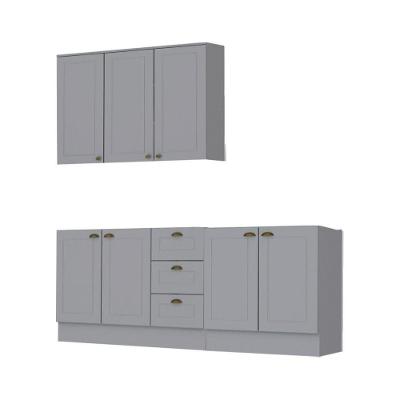 Cozinha Modulada 3 Peças Com Tampo Henn Americana Cinza