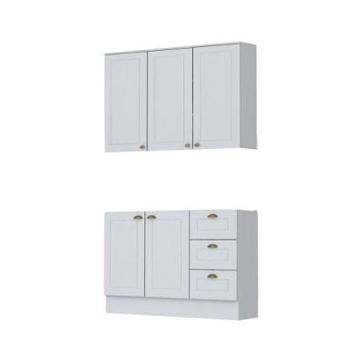 Cozinha Modulada 2 Peças 5 Portas 3 Gavetas Henn Americana Branco