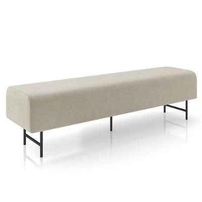 Puff Recamier Decorativo Pés Em Ferro 140cm Dublin Z37 Veludo Bege - Mpozenato