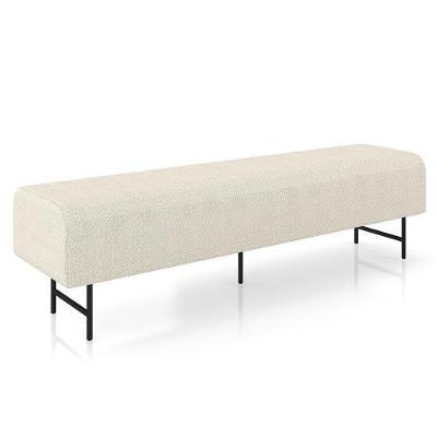 Puff Recamier Decorativo Pés Em Ferro 140cm Dublin Z37 Linho Creme - Mpozenato