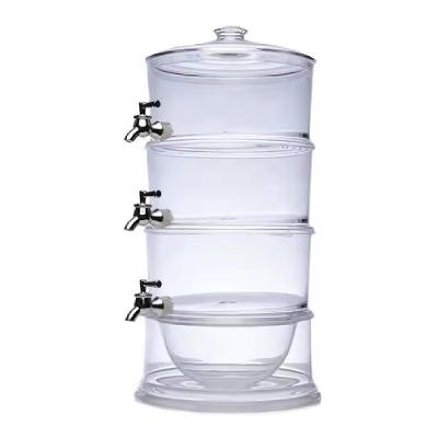 Suqueira Tripla Dispenser 3 Em 1 Grande 10,5 Litros Acrilica Multiuso Empilhavel Independente Kit Refresqueira Suco Agua