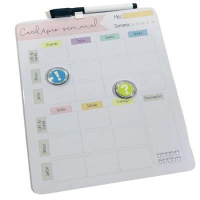 Cardápio Semanal Magnético Com Imãs E Caneta Para Planejamento