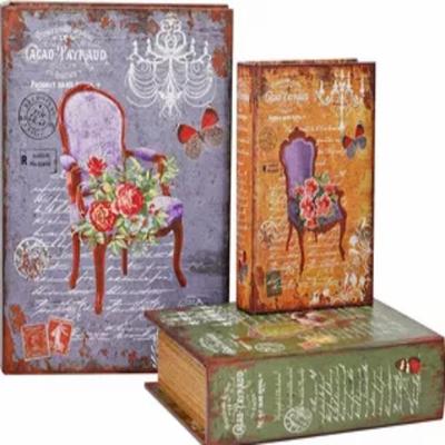 Kit 3 Cofre Livro Falso Decorativo Fake Porta Objetos Madeira Documentos Estilo Antigo Secreto Caixa Magnetico