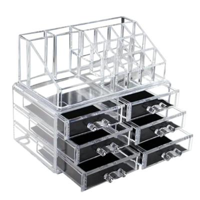 Organizador Maquiagem 6 Gavetas Acrilico Grande 17 Divisorias Porta Batom Cosmeticos Pinceis Caixa Esmalte Joias