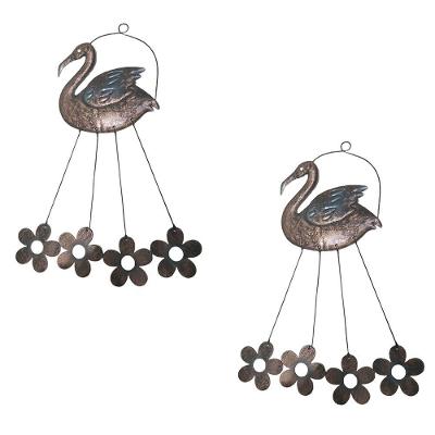 Sino Dos Ventos Flamingo Cisne Flores Kit 2 Unidades Decoraçao Jardim Quintal Som Suave Varanda Enfeite Relaxante