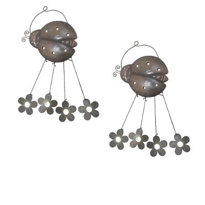 Sino Dos Ventos Flores Joaninha Kit 2 Unidades Jardim Quintal Decoraçao Varanda Enfeite Som Suave Relaxante