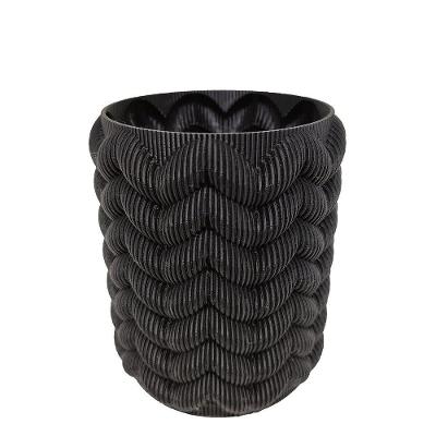 Vaso Porta Objeto 3d Decorativo Sala 12 Cm Preto