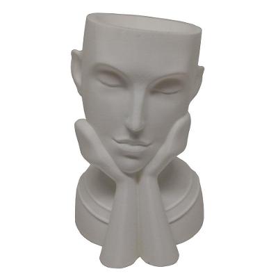 Rosto Enfeite Decoração Impressão 3d Porta Objeto Vaso 14 Cm Sala Branco