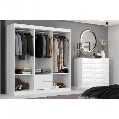 Closet Lisboa Com Cômoda 10 Gavetas Premium Marbela - Branco