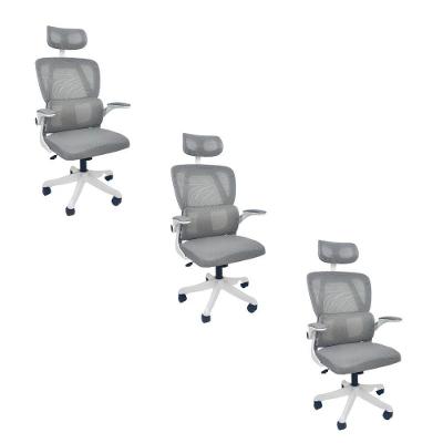 Kit 3 Cadeiras de Escritório Presidente Executiva Oficial Legacy Cinza