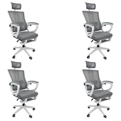 Kit 4 Cadeiras de Escritório Presidente Executiva Oficial Paris Cinza