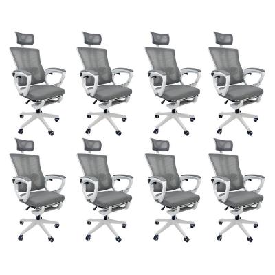 Kit 8 Cadeiras de Escritório Presidente Executiva Oficial Paris Cinza