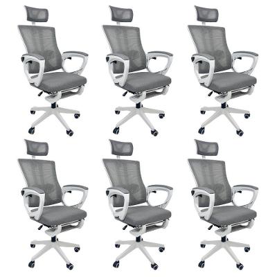 Kit 6 Cadeiras de Escritório Presidente Executiva Oficial Paris Cinza