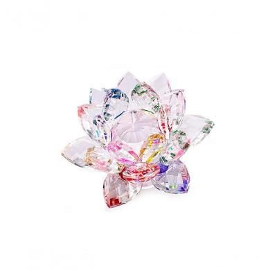 Enfeite Decoração De Cristal Vidro Flor De Lotus Para Sala Quarto Cristaleira Pequeno 8cm Colorido