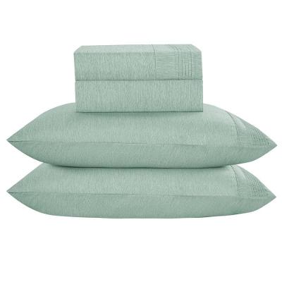 Jogo De Lençol Queen Mesclado Micropercal 300 Fios Toque De Algodão 4 Peças - Menta