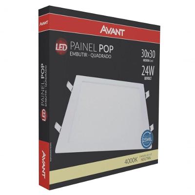 Painel Pop Embutir Quadrado Avant - 30x30 - 24w - 4000k Luz Neutra Bivolt