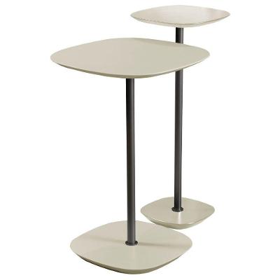 Conjunto 2 Mesa Lateral Florença Off White Em Metal Preto