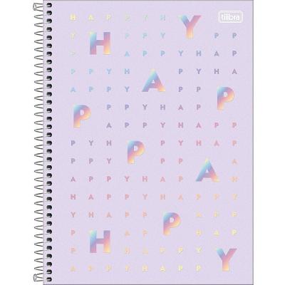 Caderno Happy Capa Dura Universitário 1 Matéria E 80 Folhas Tilibra Lilás