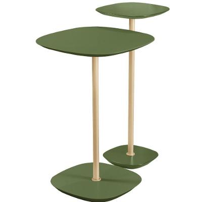 Conjunto 2 Mesa Lateral Florença Verde Em Metal Ouro
