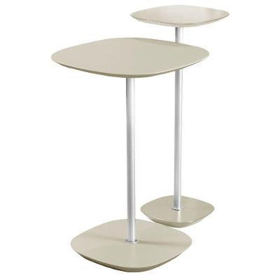 Conjunto 2 Mesa Lateral Florença Off White Em Metal Cromado
