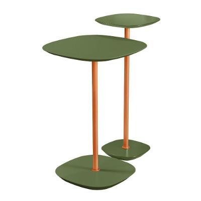 Conjunto 2 Mesa Lateral Florença Verde Em Metal Cobre