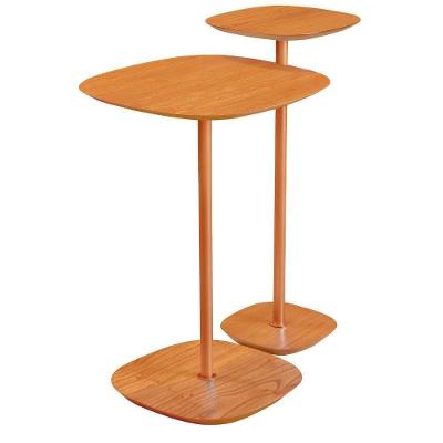 Conjunto 2 Mesa Lateral Florença Castanho Em Metal Cobre