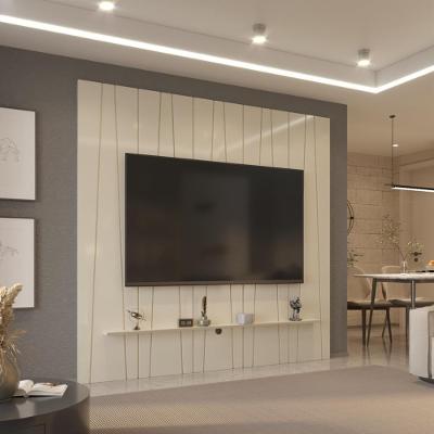 Painel Ripado Horizon Para TV Até 75 Polegadas 225cm Off White