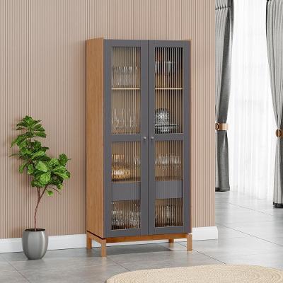 Cristaleira 2 Portas 1 Gaveta Vidro Canelado 180x80 Cm 2157 Tauari Concret Milani Store