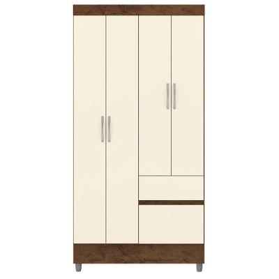 Guarda Roupa 102 Cm 4 Portas Plus 10090 Imbuia Champanhe Vlr Imbuia Champanhe