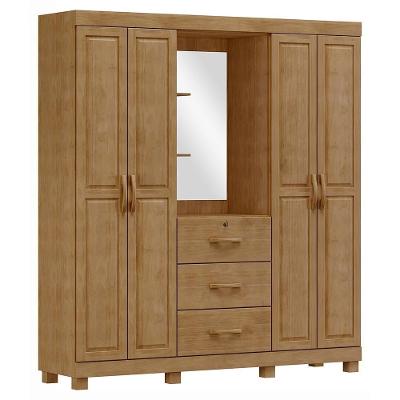 Guarda Roupa Capela Madeira Maciça 4 Portas 3 Gavetas 183 Cm 1143 Freijó Milani Store