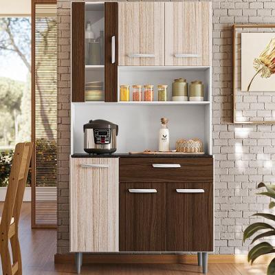 Cozinha Compacta 6 Portas 1 Gaveta 91 Cm Coral Branco Rovere Amendoa Pln
