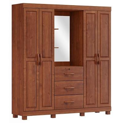 Guarda Roupa Capela Madeira Maciça 4 Portas 3 Gavetas 183 Cm 1143 Imbuia Milani Store
