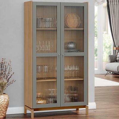 Cristaleira 2 Portas Vidro Canelado 190x100 Cm 2158 Oak Ferrolack Milani Store