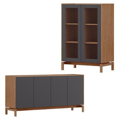 Cristaleira 2 Portas Vidro Balcao Buffet 4 Portas Tauari Concret Milani Store
