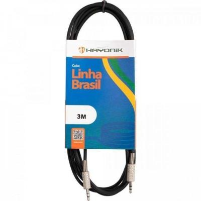 Cabo De áudio Linha Brasil P2 Estéreo X P2 Estéreo 3m Preto Hayonik