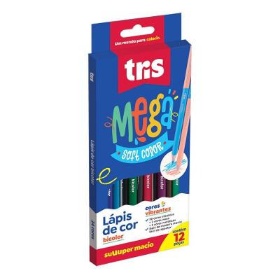 Lápis De Cor Bicolor 24 Cores Mega Soft Tris