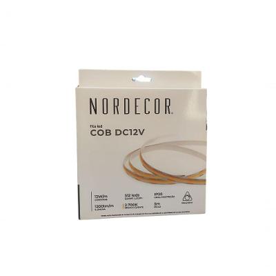 Fita Led Ip20 12w/m 12v Cob 1200lm/m 5mt Nordecor 2700k