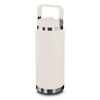 Garrafa Térmica Parede Dupla Em Aço Inox Branca 900ml Com Alça
