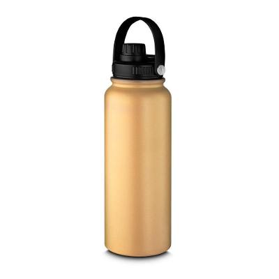 Garrafa Parede Dupla Com Alça 16 Horas Resistência Térmica Capacidade 1,1 Litro Em Aço Inox Laranja