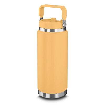 Garrafa Térmica Parede Dupla Em Aço Inox Amarela 900ml Com Alça