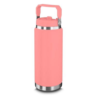 Garrafa Térmica Parede Dupla Em Aço Inox Rosa 900ml Com Alça