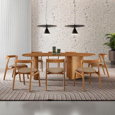 Mesa De Jantar Soláris 220cm Madeira Tampo Laminado Orgânico Veludo Bege/Imbuia Nat.