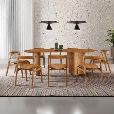 Mesa De Jantar Soláris 220cm Madeira Tampo Laminado Orgânico Star Caramelo/Imbuia Nat.