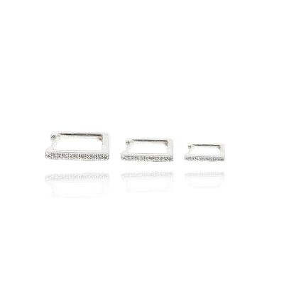 Trio De Argolinhas Quadradas Com Zircônia Em Prata 925