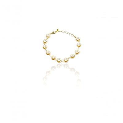 Pulseira Corrente De Pérolas Banhado Em Ouro 18k