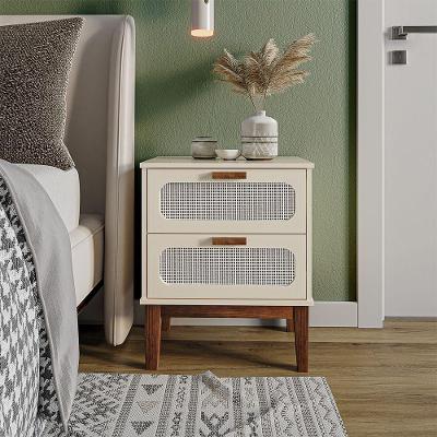 Mesa De Cabeceira 2 Gavetas Santorini Off White 45 Cm Com Tela Indiana - Off White