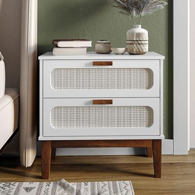 Mesa De Cabeceira Santorini 2 Gavetas 60 Cm Branco - Branco