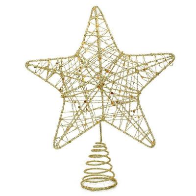 Ponteira De árvore Estrela Aramada Dourada 21cm